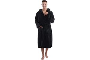 Yoimira Mens Robe with Hood, Plush Robe for Men Long Fleece Bathrobe Soft and Warm