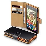Microsoft Lumia 535 Case, Terrapin [Black] Premium PU Leather Wallet Case with Card Slots and Cash Compartment Case for Microsoft Lumia 535 - Black with Tan Interior