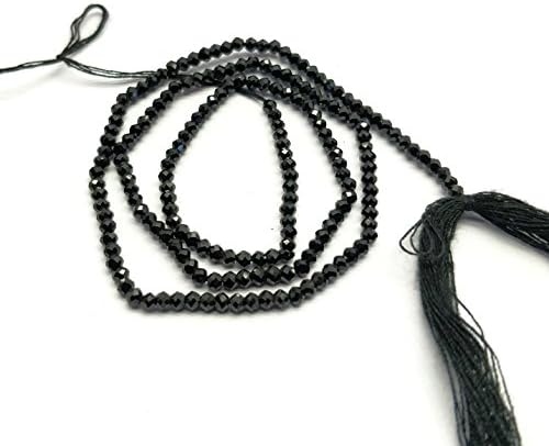 One Strand Natural Black Tourmaline Cublic Zircoina 2 mm Rondelle & Faceted 13 inch Long. BD143