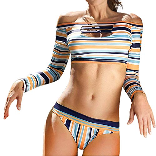 â™šsfe Hot Sale,Women Bikini,Swimsuit For Women,Printing a Word Shoulder Swimsuit Suit Push-Up Padded Bathing Beachwear Multicolor (M, Multicolor)