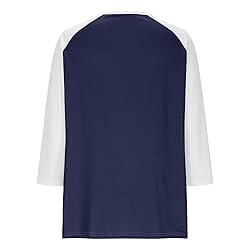 3/4 Length Sleeve Womens Tops Cotton Dressy V Neck