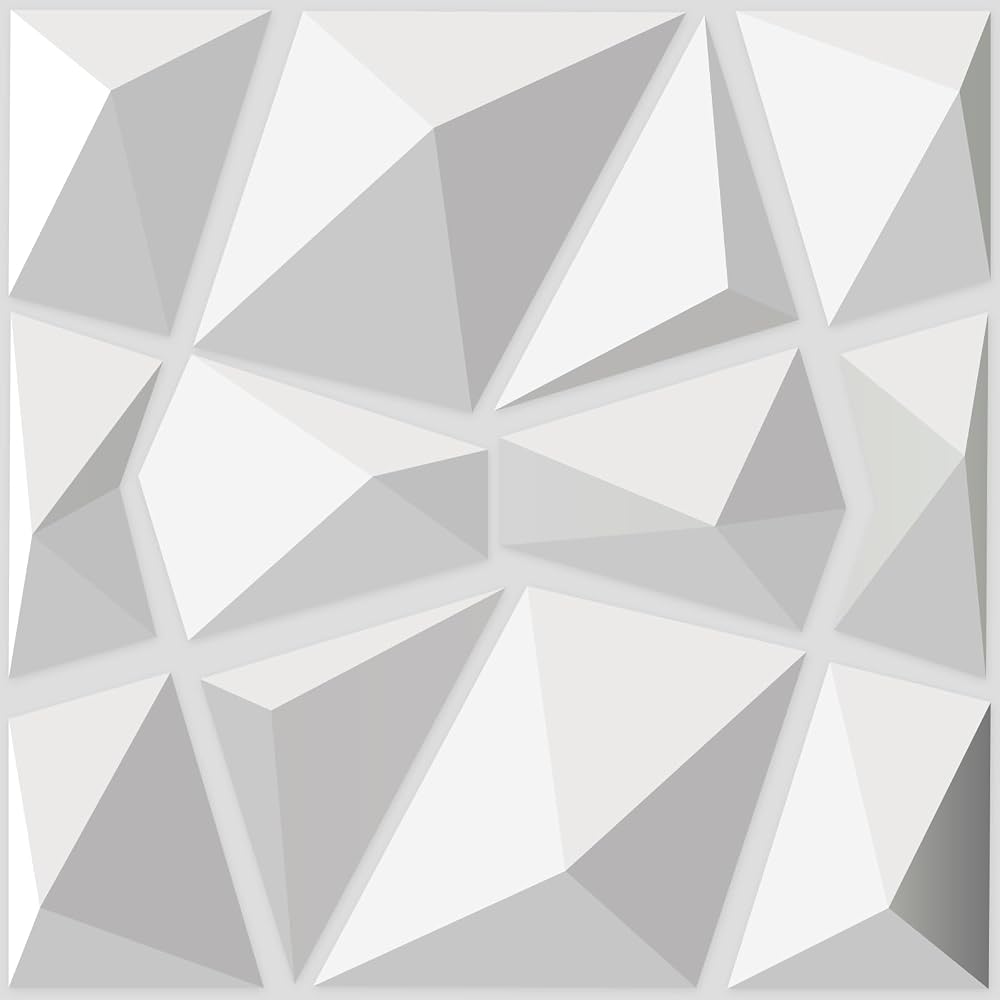 Art3d Decorative 3D Wall Panels Diamond Design 12x12 Matt White 33 Pack