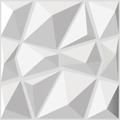 Art3d Decorative 3D Wall Panels Diamond Design 12x12 Matt White 33 Pack