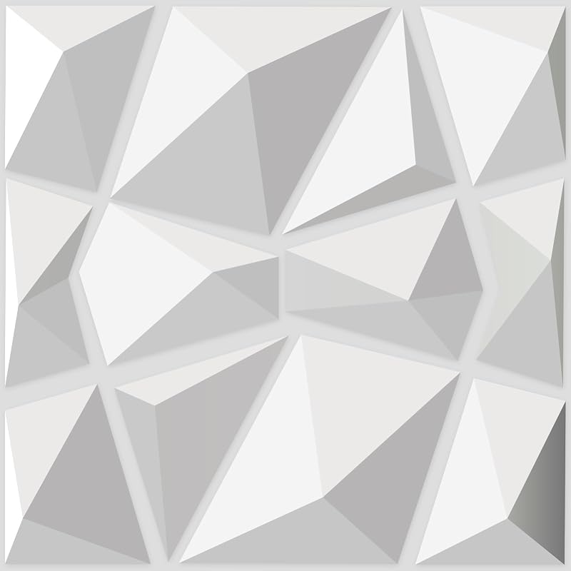 Art3d Decorative 3D Wall Panels Diamond Design 12x12 Matt White 33 Pack