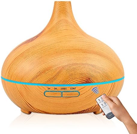 Essential Oil Diffuser - 550 ML with Remote Control Wood Grain Aroma Ultrasonic Cool Mist Humidifier Color Light Changing and Waterless Auto Shut-off Function for Home Office Yoga Spa