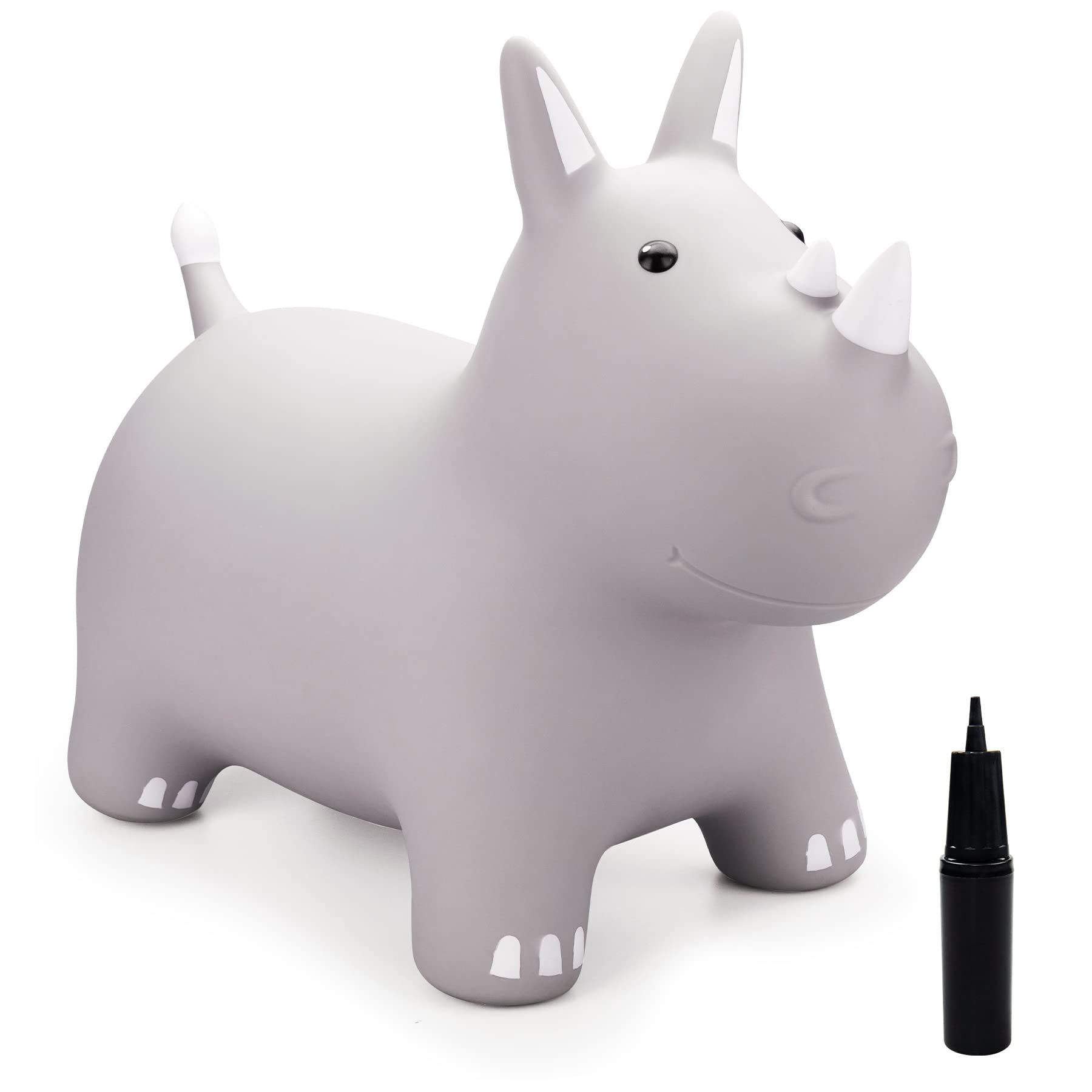 INPODAK Animal Hopper, Bouncy Horse, Jumping Horse for Kids, Toddler Animal Ride On Toy, Space Hopper Gifts for Boys Girls Indoors Outdoors Grey Rhinocero — image 1
