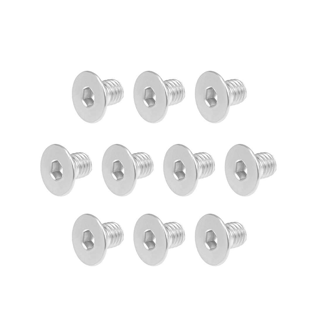 sourcing map M8x12mm Flat Head Machine Screws Inner Hex Screw 304 Stainless Steel Fasteners Bolts 10Pcs