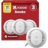 Kidde Smoke Detector, Hardwired &amp; 10-Year Battery Backup, 20SA10, 3 Pack | Wired Interconnect Capability, No Battery Replacement or Low Battery Chirps, LED Status Lights, Ideal for Homes &amp; Apartments