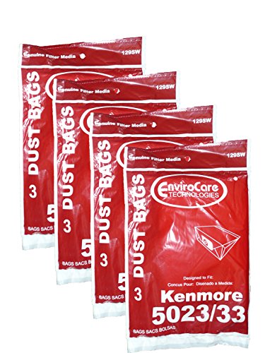 12 Kenmore Sears Allergy Vacuum Bag, Canister Vacuum Cleaners, 5023-5033 Bag Changed to Kenmore Type E for Manufacture Model # 609196, 116.25950