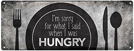 Sorry for What I Said When I Was Hungry Metal Sign, Humorous Quote, Kitchen Décor