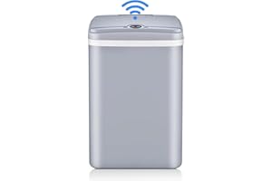 HITISPACE Touchless Trash Can, 3.4 Gallon Bathroom Trash Can with lid Motion Sensor Garbage Can, Plastic Automatic Wastebasket Touch Free Garbage Bin for Kitchen, Bedroom, Living Room, Office, Grey