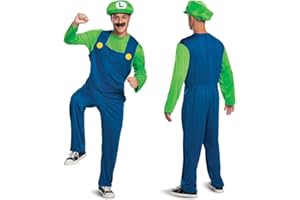 Disguise Adult Luigi Costume, Official Nintendo Super Mario Bros Luigi Adult Costume With Hat and Mustache