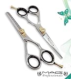 Macs Professional Barber Scissor Razors Edge Hair Cutting Scissors Set Contain 2 Pcs 6" Barber Shears /Scissors With 6" Texturizing /Thinning Shears Set Made Of High Grade Japanese Stainles Steele With Black Leather Case-15022