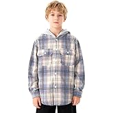 Weecreeture Boys Flannel Plaid Shirts with Hooded,Long Sleeves Button Down Shirts for Boys Fall Jacket
