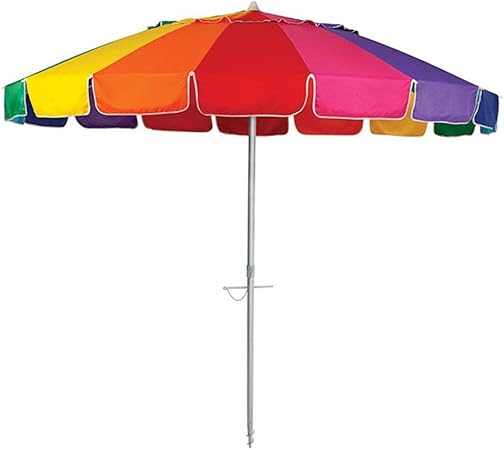 Amazon Com New 8 Beach Umbrella Uv Protected Vented Outdoor Beach Shade Sand Anchor Carry Bag Tilt Aluminum Pole Rainbow 8 Rainbow Garden Outdoor