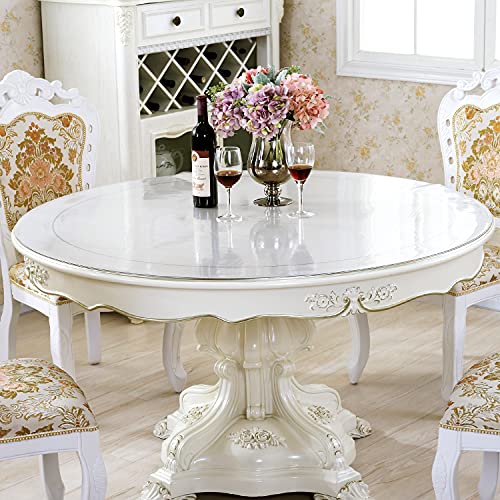 LovePads 2mm Thick Frosted Round Table Cover Protector 72 Inch Frosted ...