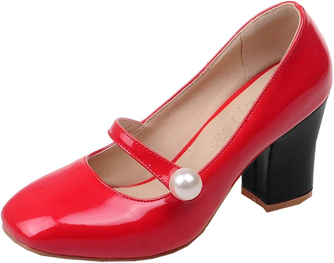 red patent leather mary jane pumps