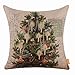 LINKWELL 45x45cm Shabby Chic Look Merry Christmas Collection Deer Christmas Tree Santa Claus Snowman Rabbit Burlap Pillow Case Cushion Cover with 1pc Coaster (CC615)