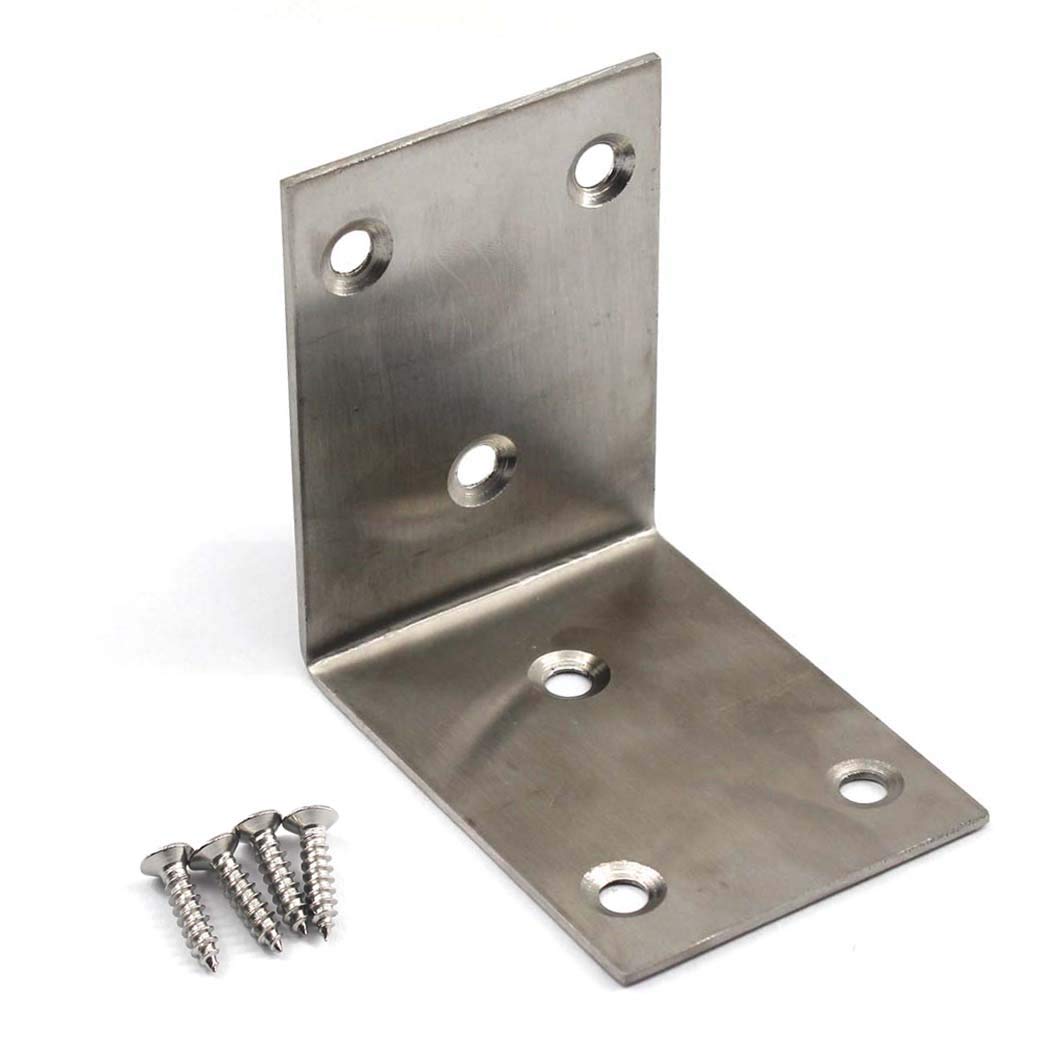 (4 Pieces) Angle Connector Corner Brackets Stainless Steel L Shape Brace Brackets for Wood Shelving 48x65x65mm