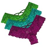 TIFENNY Sexy 3PCS Women Lace Flowers Low Waist