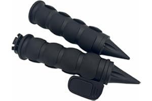 HADAXT Motorcycle Hand Grips 1 inch 25mm Universal Non-Slip Handlebar Throttle Grips Black Chrome for Harley Davidson Street Glide Sportster 883 Road King Dyna Electra Glide Softail Fatboy