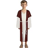 Owlfder Shepherd Costume for Kids Boys Jesus Robe Cosplay Outfit Middle East Biblical Times Tunic Nativity Costume