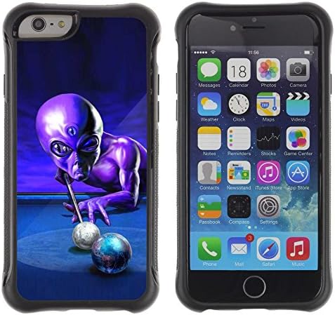 All-Round Hybrid Heavy Duty Rubber Case Hard Cover Protective Accessory Generation-II BY RAYDREAMMM - Apple iPhone 6 PLUS 5.5 - Ufo Pool Billiard Alien Grey Universe Control