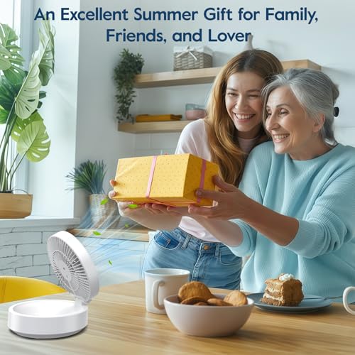 Table Fan, USB Rechargeable Powerful Quiet Fans with Remote Control, LED Display, 120° Rotation Oscillating, 3 Speed, Portable Fan for Office, Bedroom, Camping