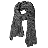 Women And Mens Winter Thick Cable Knit Wrap Chunky Long Warm Scarf, One Size, Gray