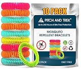 Mosquito Repellent Bracelet for Kids, Adults & Pets - 100% Natural Deet-Free - Non Toxic - Waterproof Safe Travel Anti Insect Bands - 10 Pack - Extreme USA Protection