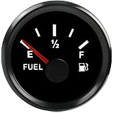 ANODZU 0-90 ohm Fuel Gauge 52mm Dial LED Backlight Waterproof Universal for Car Boat Marine Motorcycle Tractor Generator Yacht, Black Fuel Level Gauge Fuel Tank Meter Gauge