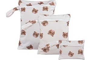 Happy Flute 3 Set Wet Bag Storage Bag Zipper Waterproof Washable Travel Bags, Beach, Pool, Gym Bag for Cloth Diaper, Swimsuits & Wet Clothes(HF01)