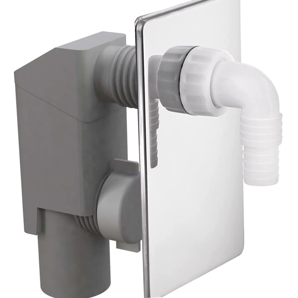 Schläfer 655852 | Built-in Siphon for Washing Machine diam40 mm in PVC with Chrome Stainless Steel Plate and Plastic Pipette | Dishwasher Siphon | Hose Connector Washing Machine Connection 19-53 mm