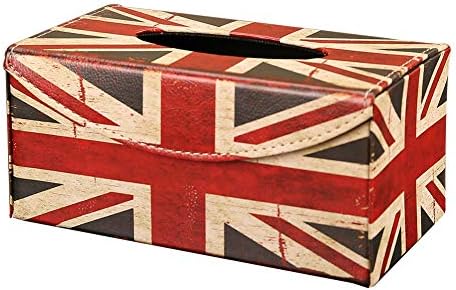 Leather Tissue Box Cover Rectangular for Car Kitchen Bathroom Bar Hotel The Union Flag