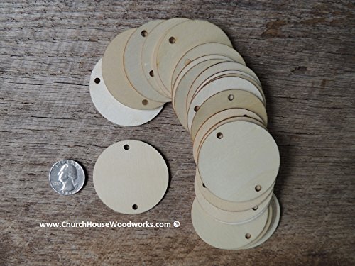 25 Small 2 inch size wood 2 HOLE TAGS coins chips rounds