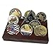 ASmileIndeep Small Military Challenge Coins Display Holder Solid Wood,Challenge Coin Stand Holds 10-12 Coins ,4 Row Coin Holder Rack for Desk, Challenge Coin Display Case ,Red Finish