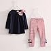 ASHERANGEL 2pcs Baby Girls Bowknot T-shirt Top+pants Leggings Trousers Outfit Navy 3T