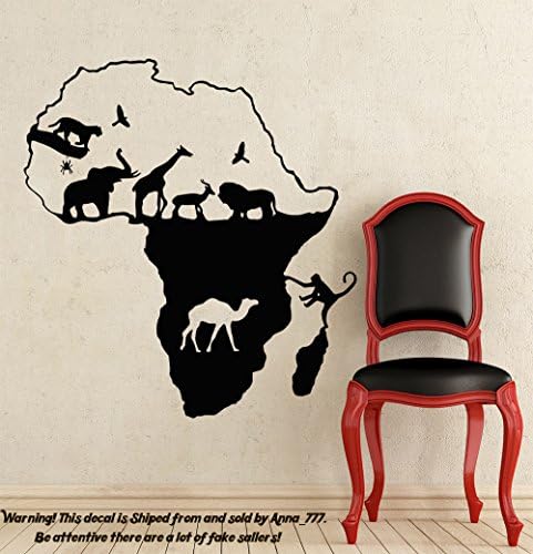 African Safari Wall Decal African Map Vinyl Stickers Animals Housewares Art Interior Nursery Bedroom Removable Home Decor NS980