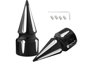 KICRY Front Axle Nut Covers CNC Black Chrome Caps Compatible with Harley Davidson Touring Sportster Trike Dyna Softail Street Glide Road King Iron 883 Fat Boy 2002-2024 (SpikeA-Black Carving)