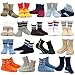 TeeHee Little Boys and Toddlers Casual Sports Novelty Cotton Crew Socks 18 Pair Pack Gift Box (6-8 Years, Sports Stripe)