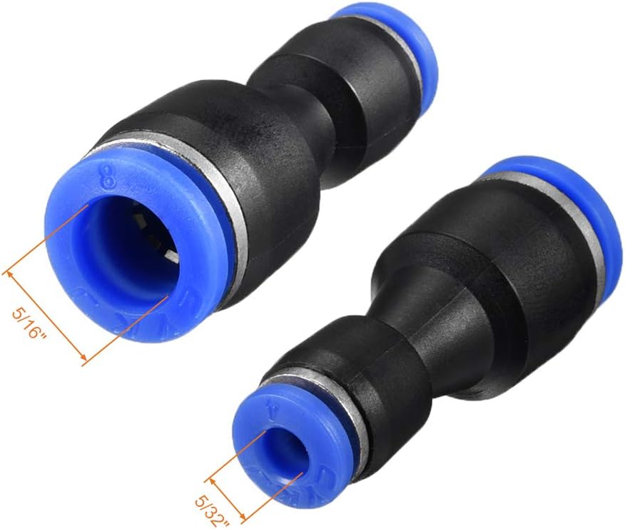 sourcing map 2pcs Push to Connect Fittings Tube Connect 5/16" to 5/32" OD Reducing Straight Union Push Fit Fittings Tube Fittings Push Lock Blue - Image 3