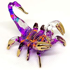 Sansukjai-Scorpion-Miniature-Figurines-Animals-Hand-Painted-Blown-Glass-Art-Gold-Trim-Collectible-Gift-Decorate-Orange-Purple