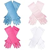 Princess Dress Up Gloves â€“ 4-Pair Of Satin Flower Girls Wedding Formal Pageant Party Gloves