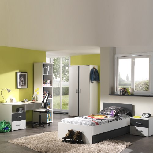 Kinderzimmer Jugendzimmer Kindermobel Bett Weiss Anthrazit Kleiderschrank Regal Gunstig