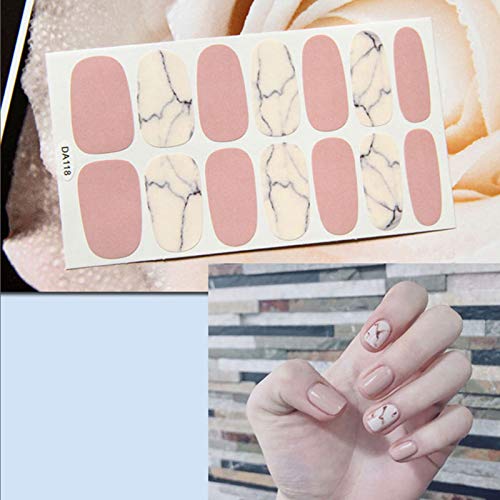 6 Sheets Full Nail Wraps Art Polish Stickers Decal Strips Adhesive False Nail Design Manicure Set With 1Pc Nail Buffers Files For Women Girls - Thumbnail 5
