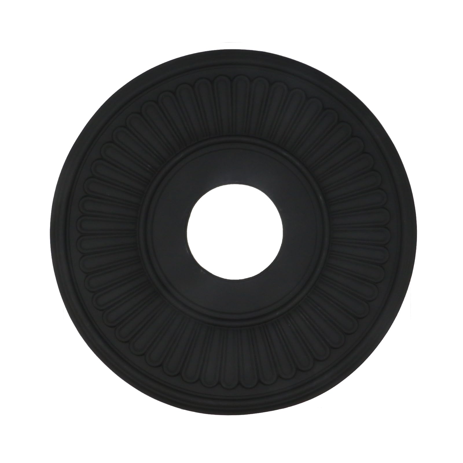 Photo 1 of MY MIRONEY Black PU Ceiling Medallion Decorative Ceiling Fan Medallion Home Lighting Ceiling Cover Plate, 13 1/5" OD x 3 3/7" ID