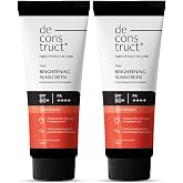 Deconstruct Dry Brightening Fluid Sunscreen SPF 50+ with Niacinamide | Lightweight, Hydrating &amp; Dewy | UVA/UVB Protection | 8-Hour Wear, Water-Resistant, No White Cast | 50g | Pack of 2