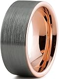 Tungsten Wedding Band Ring 9mm for Men Women Comfort Fit 18K Rose Gold Plated Pipe Cut Flat Brushed Polished Lifetime Guarantee