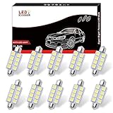 LEDKINGDOMUS 10 Pcs 1.66 Inch 42mm 8-SMD Festoon 7000K LED Interior Map Dome Lights Bulbs 211-2 578