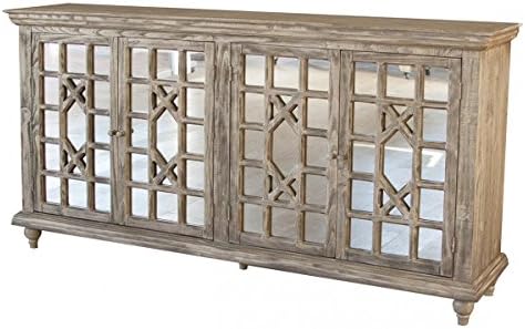 Crafters and Weavers Keystone 70" Mirrored Door Sideboard/Media Console/Living Room Cabinet
